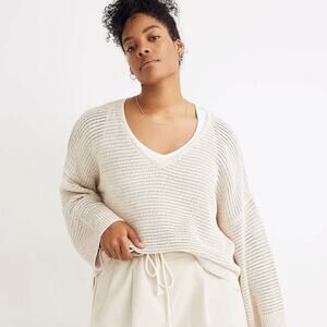 Madewell Seville Open Knit Rainbow Marled Pullover Sweater L Boho Chic